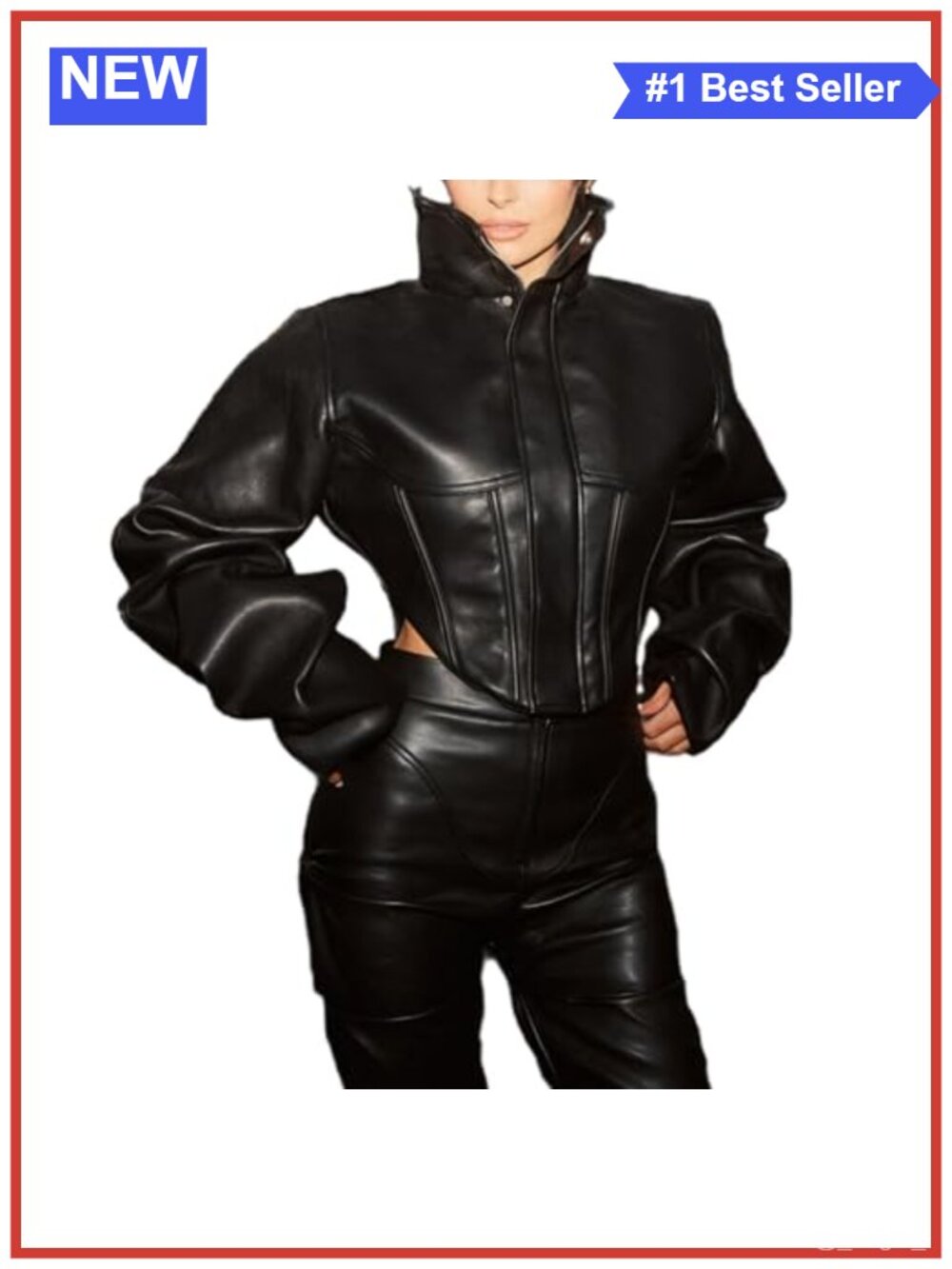 Women Faux Leather Jacket Retro Zip Up Motorcycle Crop Bomber Y2K